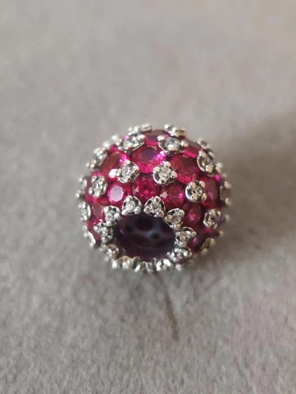 NEW Authentic Sparkling Pavé Round Pink-Red Charm For Pandora Bracelet - Picture 10 of 16